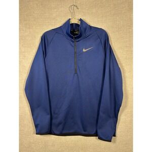 Nike Dri-FIT Blue Quarter Zip Long Sleeve Running Athletic Pullover Men's Medium